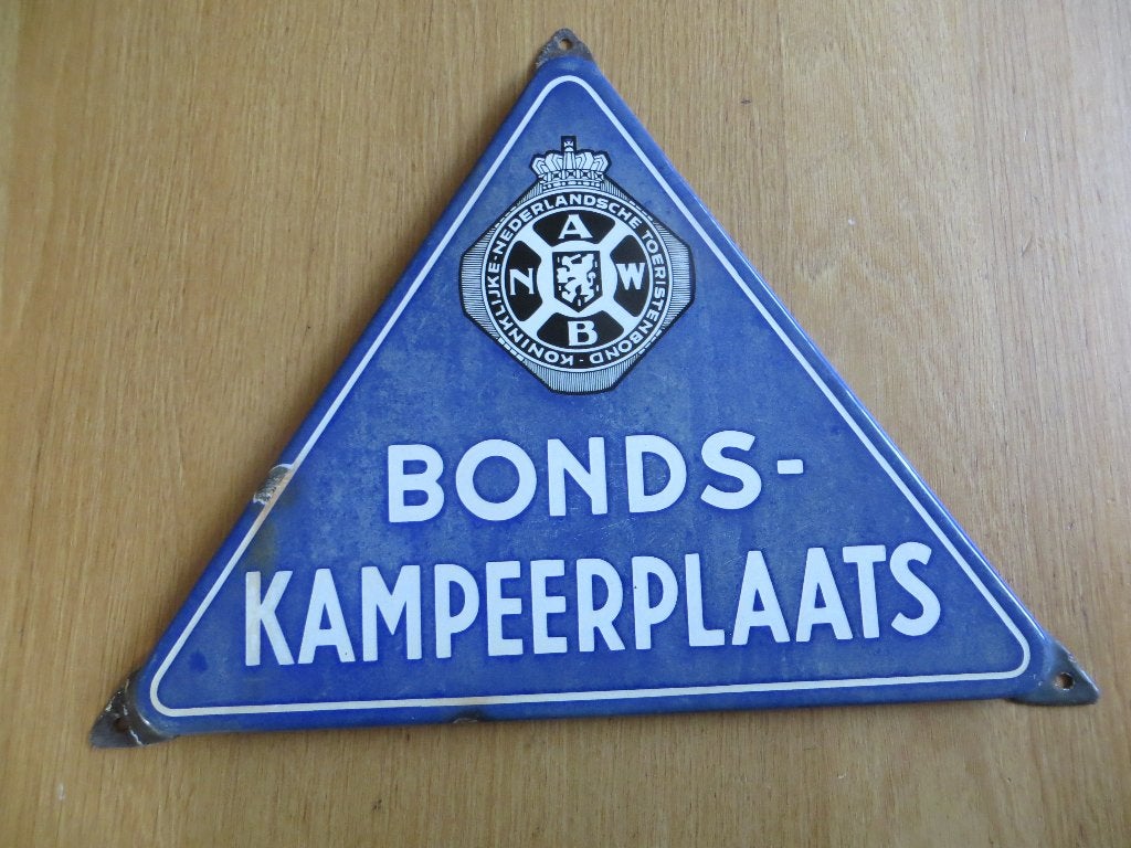 ANWB emaille bord Bondskampeerplaats, Ophalen of Verzenden, Gebruikt, Reclamebord