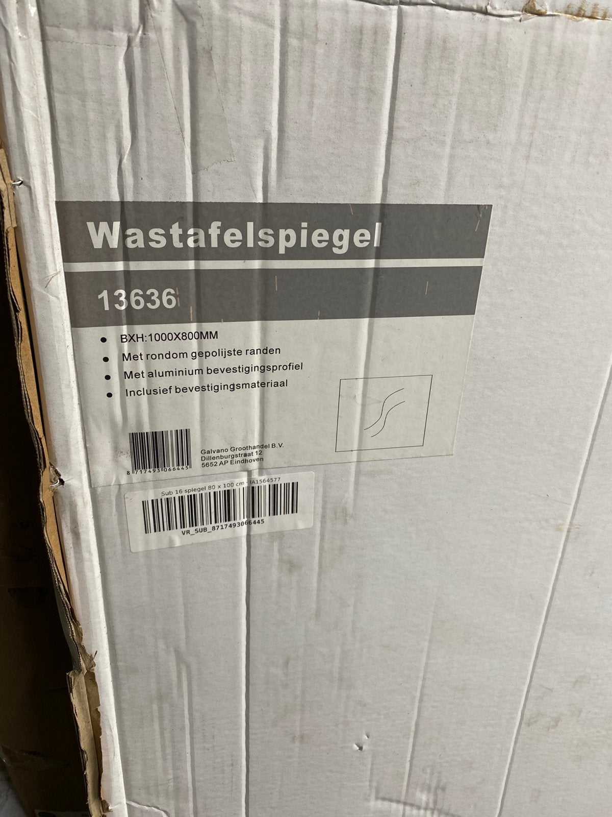 Wastafelspiegel (wandspiegel) silkline 100x80 cm, Ophalen, Nieuw, 75 tot 100 cm, Minder dan 100 cm