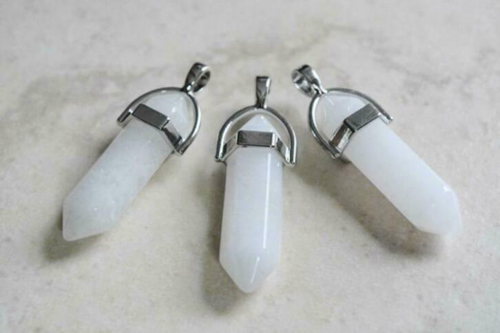 Witte Jade punt hangers, Sieraden, Tassen en Uiterlijk, Edelstenen, Nieuw, Ophalen of Verzenden, Nvt, Nvt