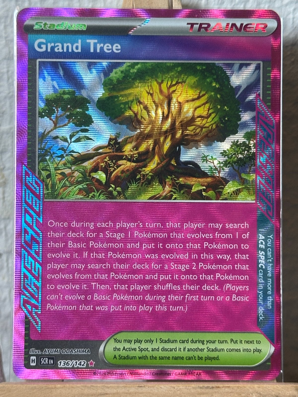 Grand Tree (SCR 136) Stellar Crown Pokémon Kaart, Ophalen of Verzenden, Zo goed als nieuw, Losse kaart, Foil