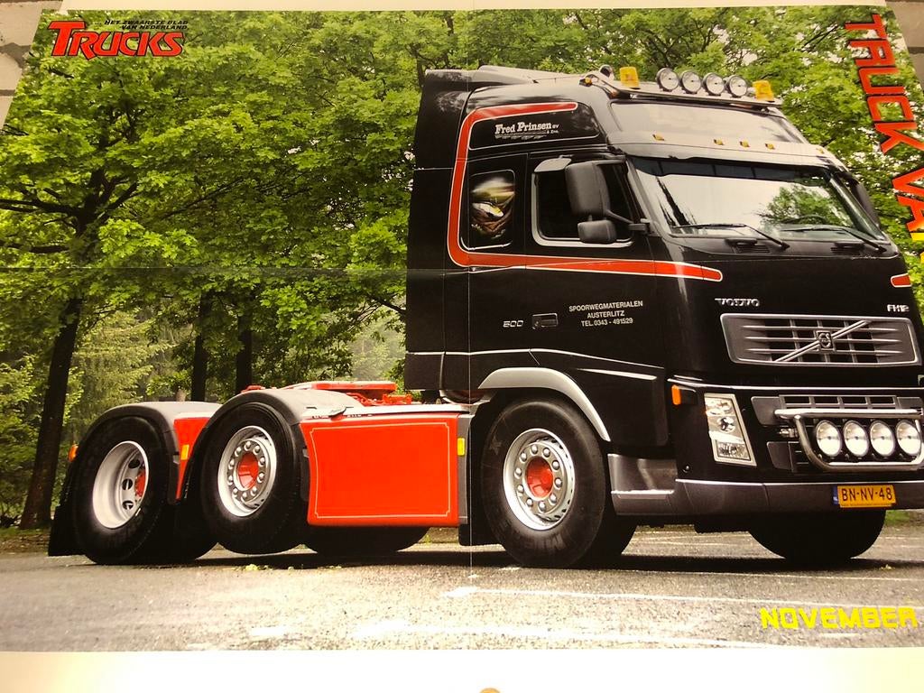 Poster Scania 143 en Volvo FH02, Ophalen of Verzenden, Gebruikt, Auto's