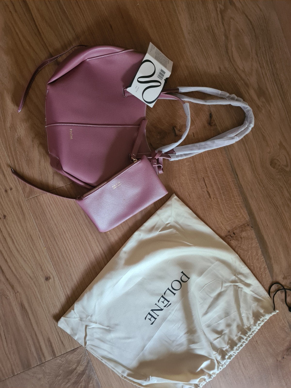 Polène Lederen Tas Oud Roze - 25/35 cm, Ophalen, Nieuw, Roze, Handtas