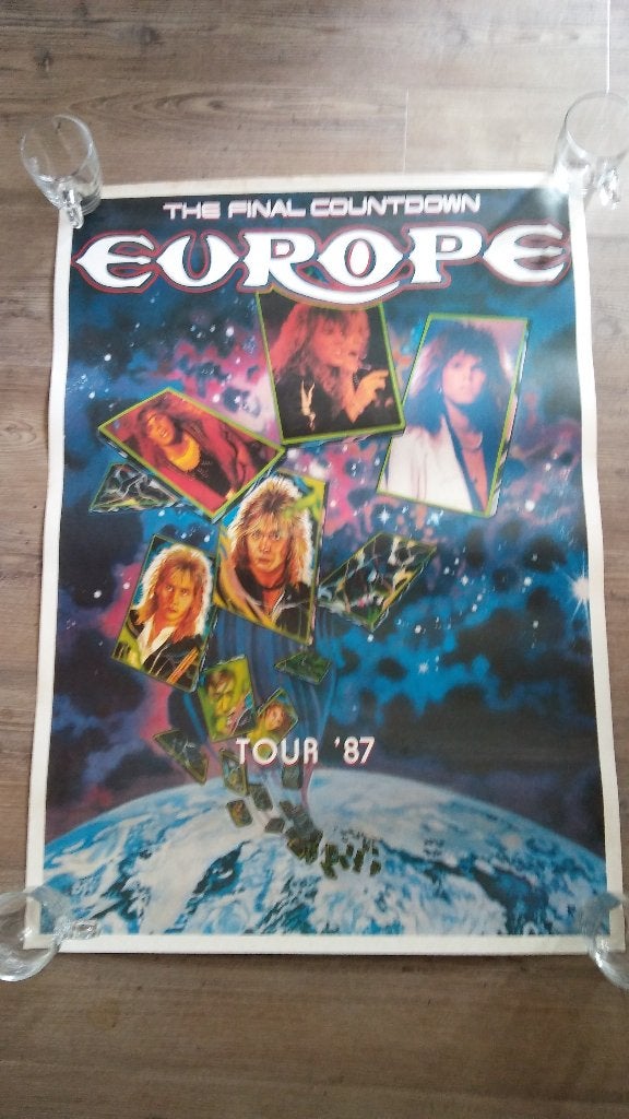 Europe the Final countdown 1987 87 vintage muziek poster, Ophalen of Verzenden, Gebruikt, Poster, Artwork of Schilderij