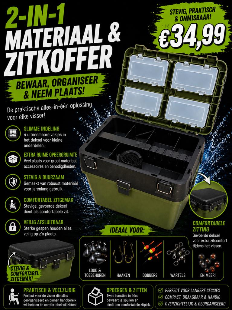 2-in-1 Materiaal & Zitkoffer, Ophalen of Verzenden, Zo goed als nieuw