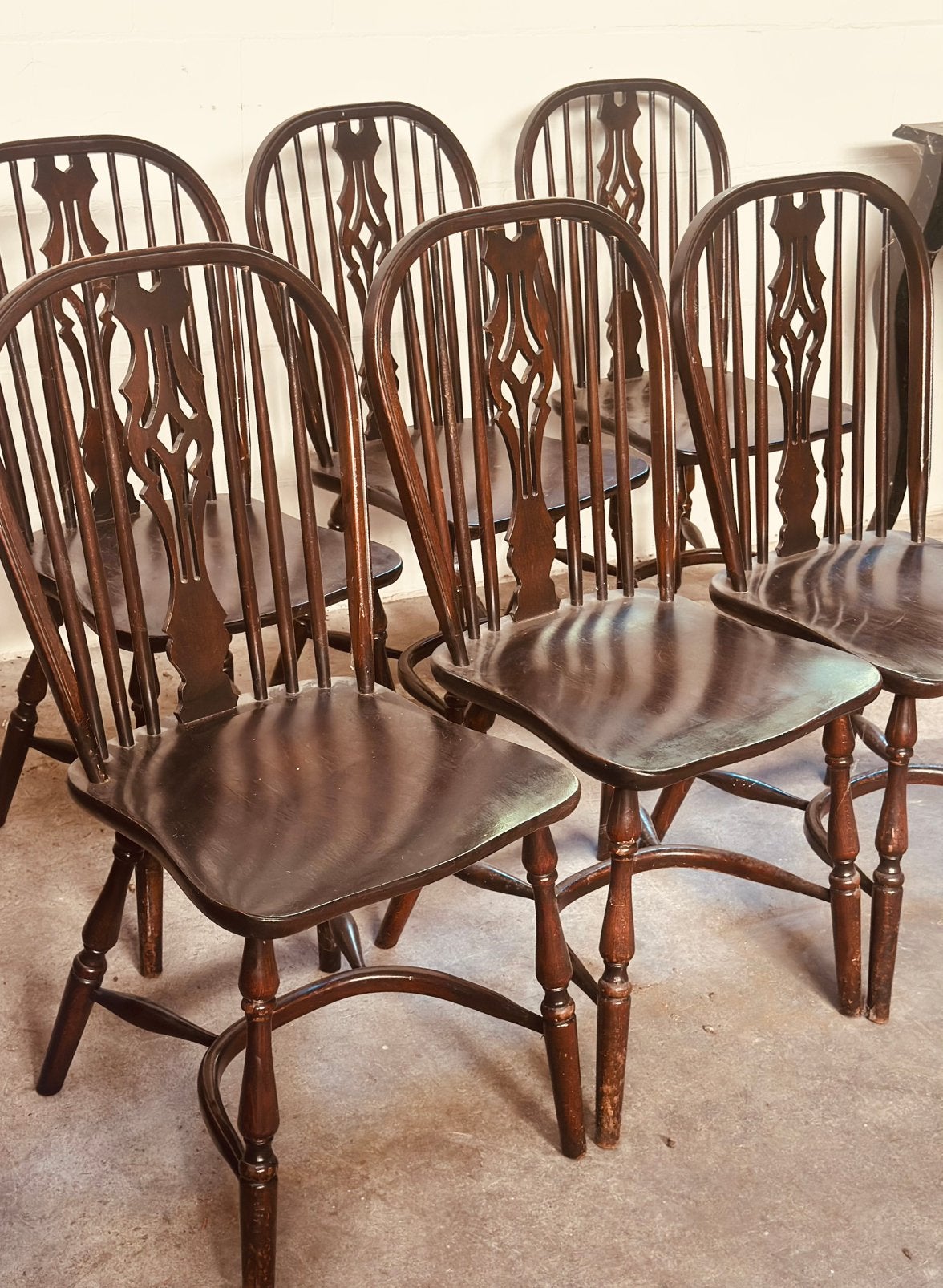 Windsor Stoelen Eetkamerstoelen 6 stuks Antiek crinoline, Ophalen of Verzenden