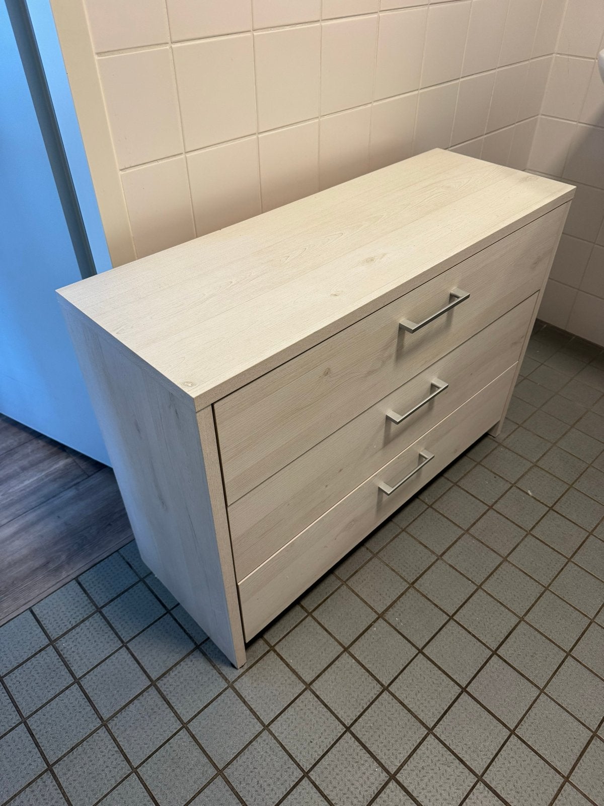 Ladekast met 3 laden - licht houtkleur, Ophalen, Gebruikt, 100 tot 150 cm, 3 of 4 laden