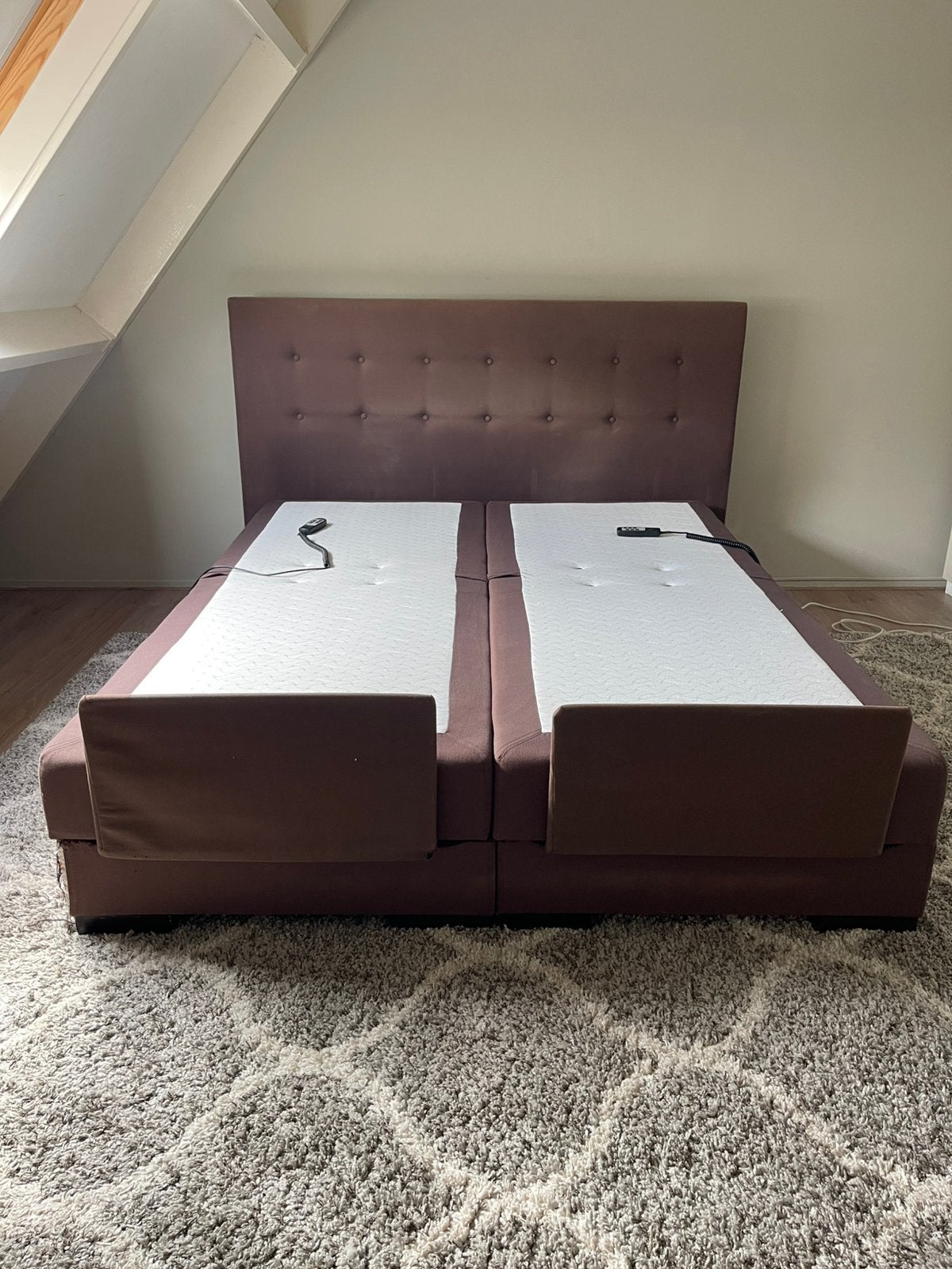 Elektische boxspring 160x200 cm bruin, Ophalen, Gebruikt, Bruin, Tweepersoons