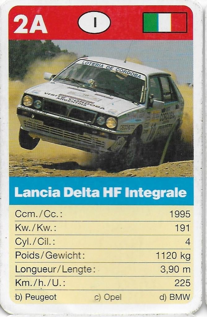 R12 autokaartje 2a lancia delta hf intergrale, Verzenden, Zo goed als nieuw, Auto's