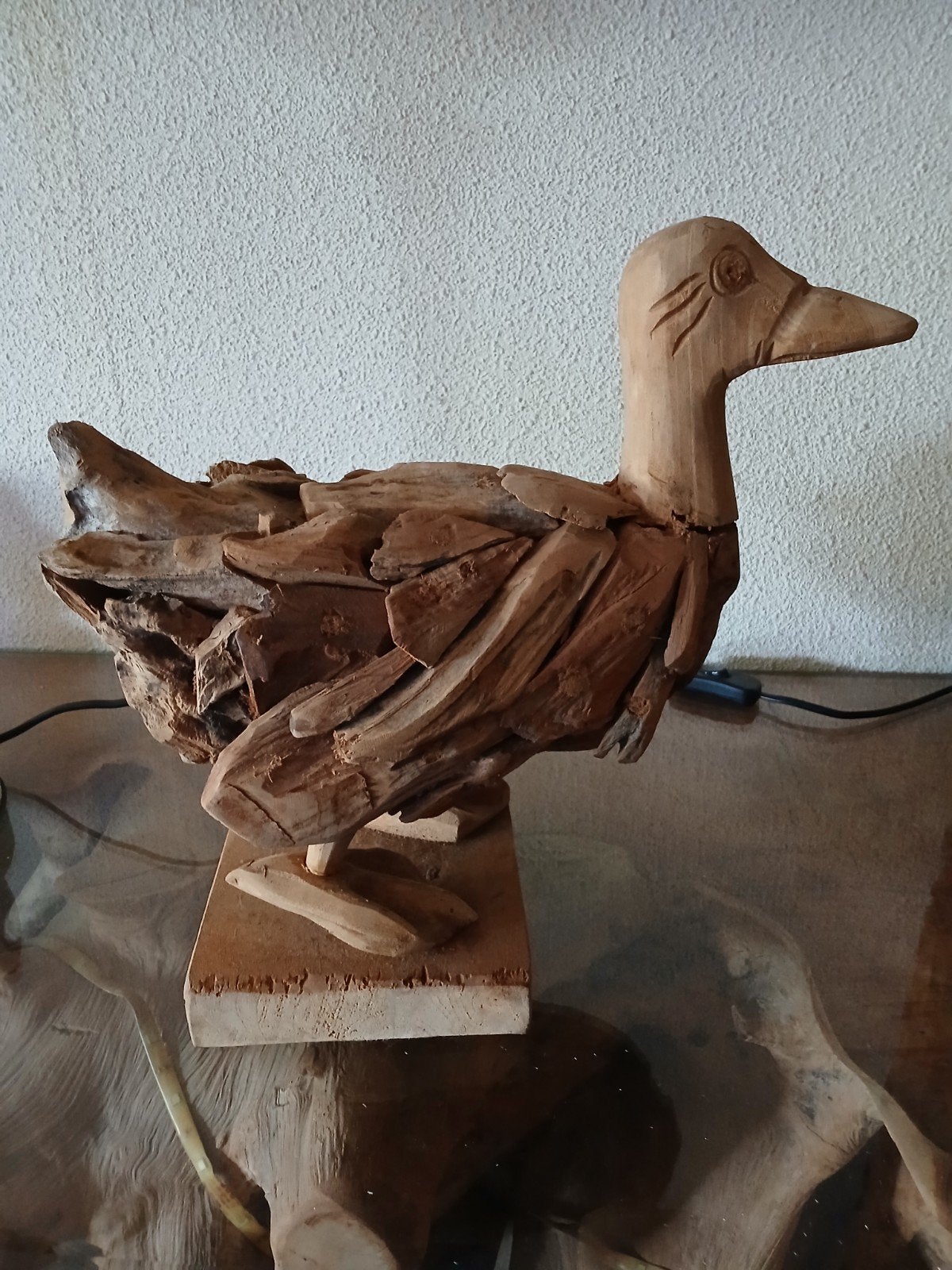 Set van 2 handgemaakte teak houten eendjes, Antiek en Kunst, Kunst | Beelden en Houtsnijwerken, Ophalen of Verzenden
