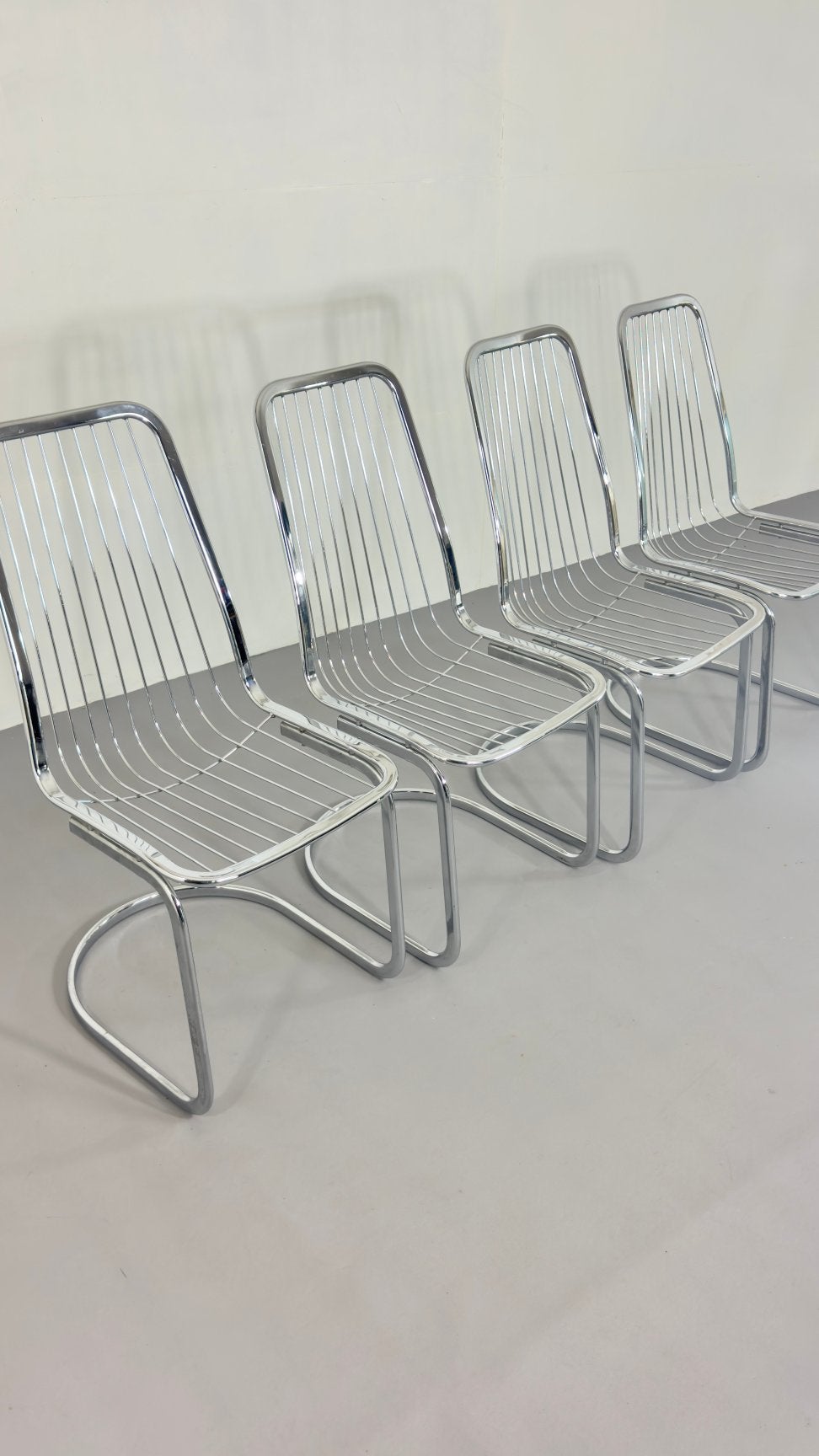 Vintage Chrome Stoelen Gastone Rinaldi 70er Design, Huis en Inrichting, Stoelen, Ophalen of Verzenden, Zo goed als nieuw, Vier