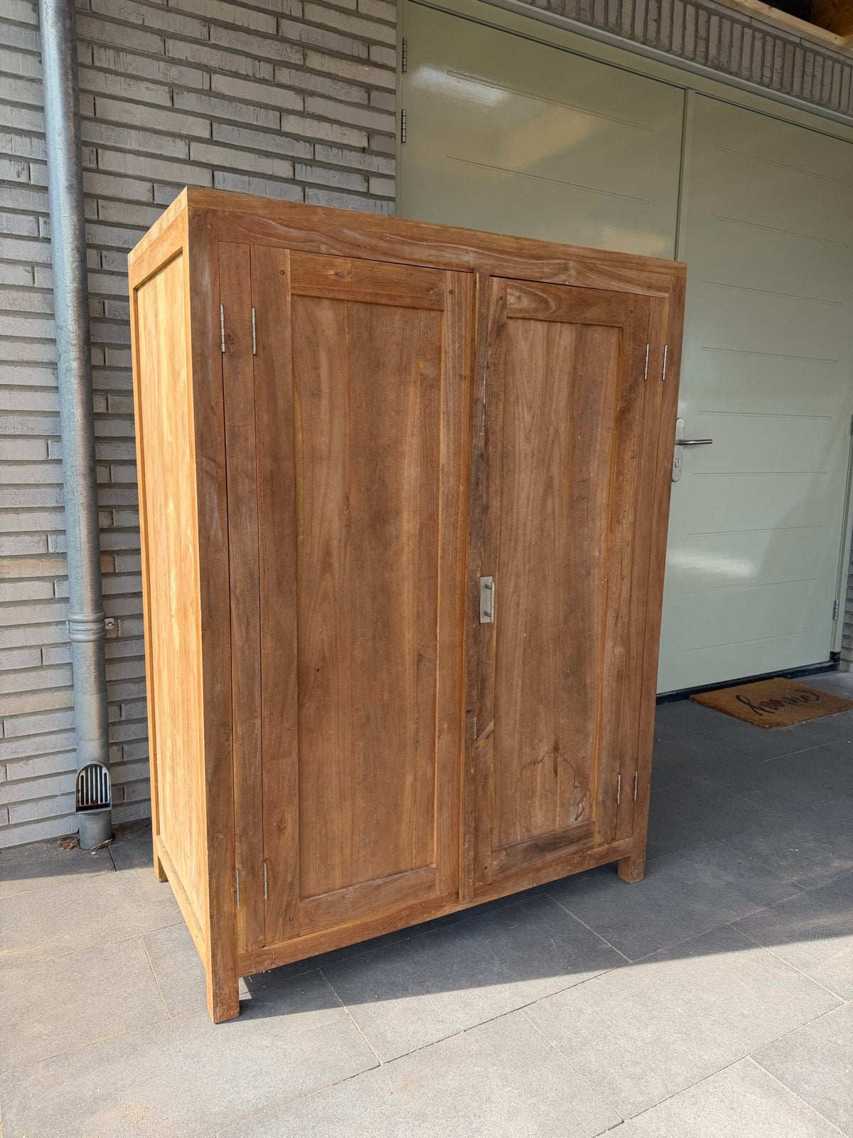 Massief Teakhouten Computer Kast met Uittrekbaar Werkblad, Huis en Inrichting, Kasten | Computermeubels, Ophalen, Gebruikt, 70 tot 120 cm