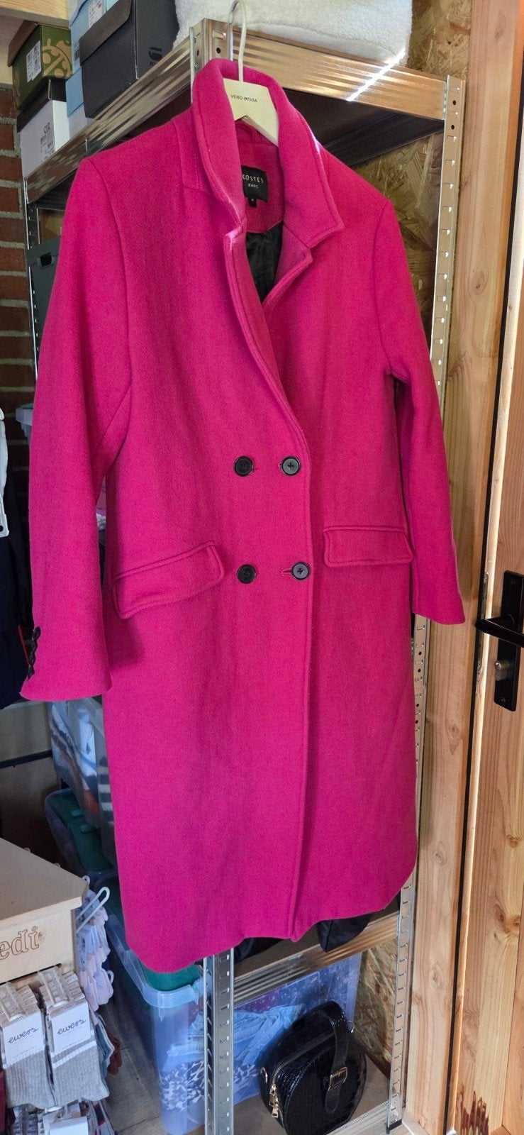 Costes mantel met wol - Fuchsia roze jas maat M, Maat 38/40 (M), Ophalen of Verzenden, Costes, Roze