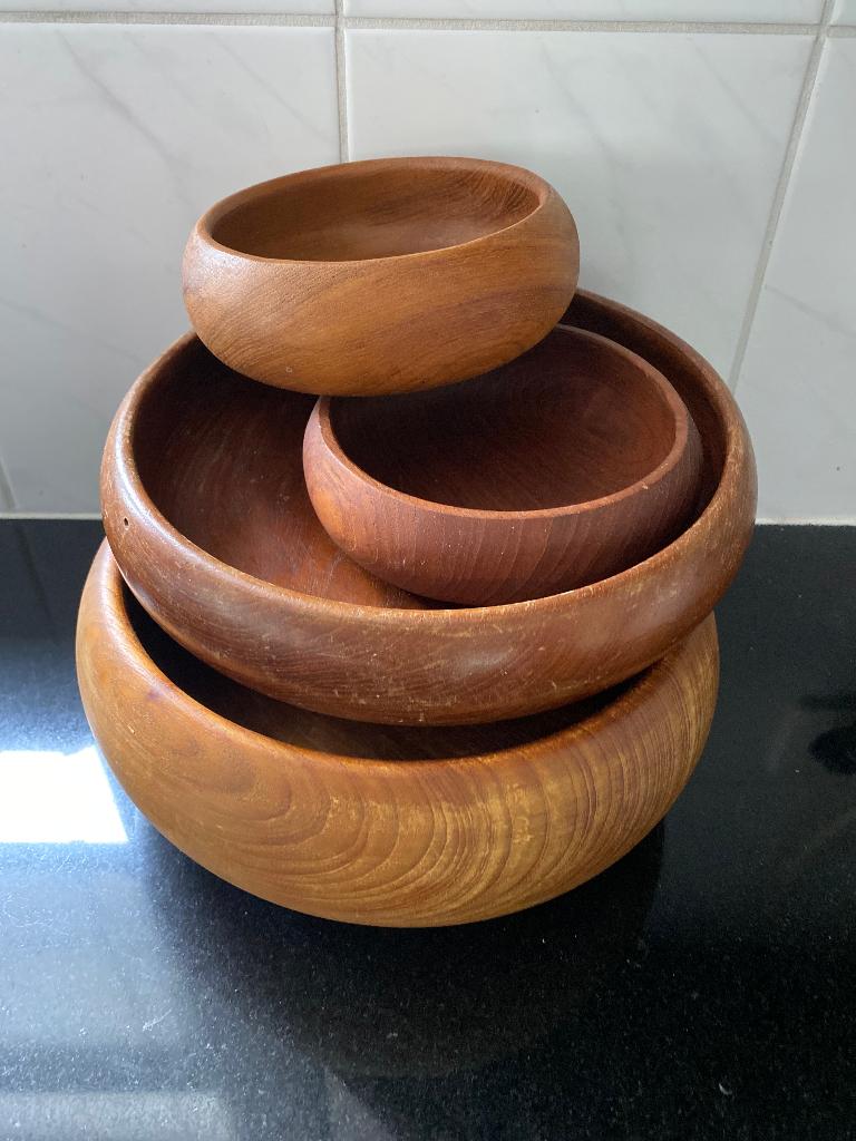 teakhouten vintage schalen, Ophalen of Verzenden, Zo goed als nieuw, Bruin, Hout
