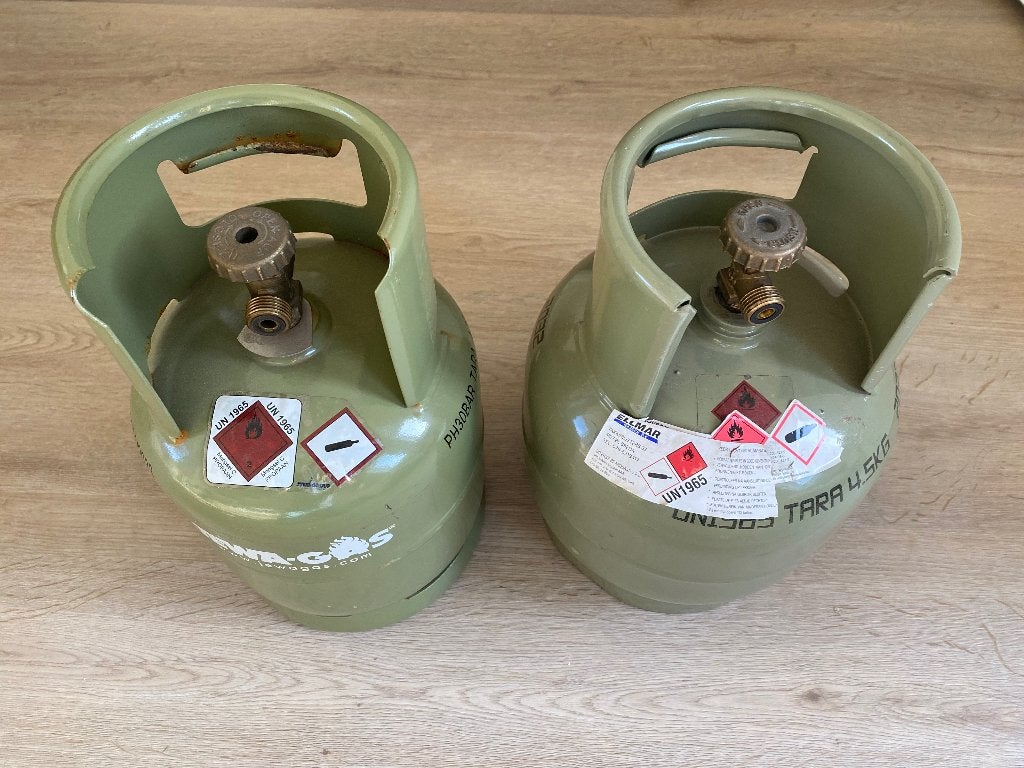 Gasfles propaan 2 stuks (leeg), Caravans en Kamperen, Ophalen, Zo goed als nieuw