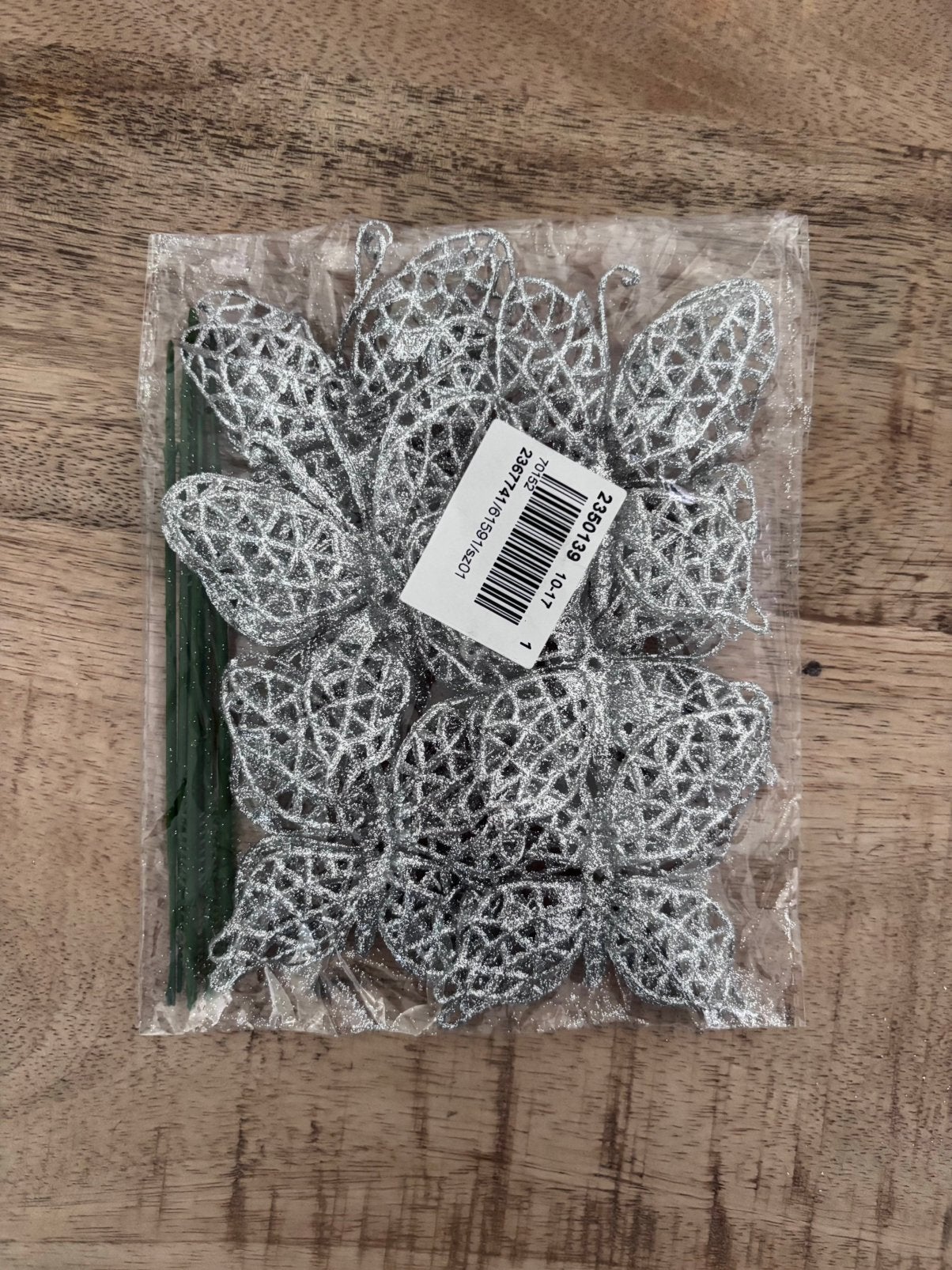 Nieuw: Zilveren Glitter Vlinders Decoratie op Steker (Set), Ophalen of Verzenden, Nieuw