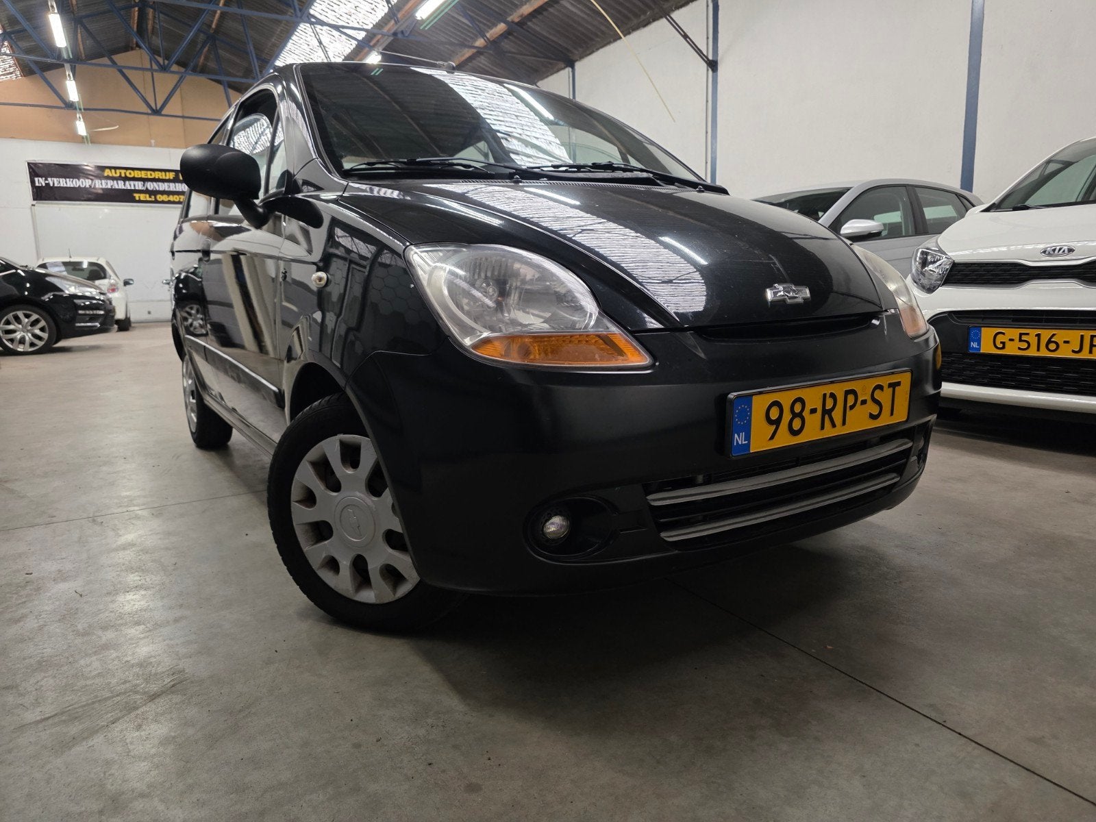 Chevrolet Matiz 1.0 2005 Zwart/Nap/Airco/Apk, Auto's, Chevrolet, Voorwielaandrijving, 600 kg, 400 kg, Zwart