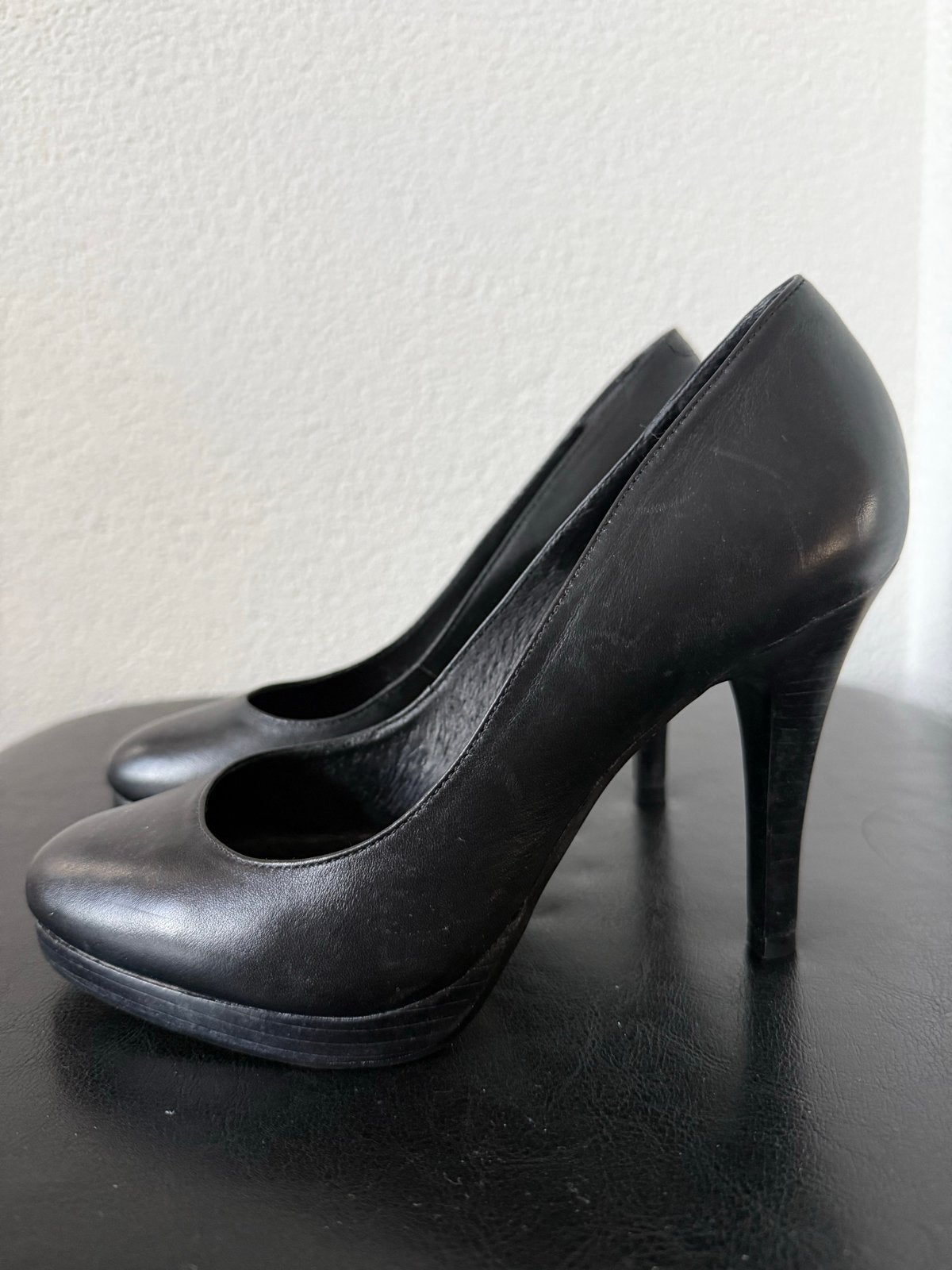 Leren Tube Pumps Maat 38 - Zwart, Z.G.A.N., Ophalen of Verzenden, Zo goed als nieuw, Zwart, Pumps