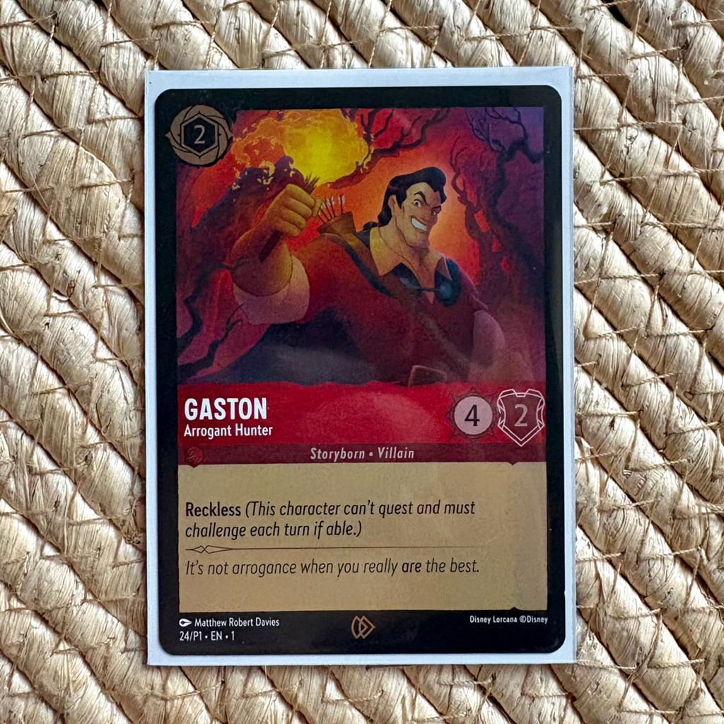 Disney Lorcana Gaston: Arrogant Hunter Kaart foil mint, Ophalen, Zo goed als nieuw