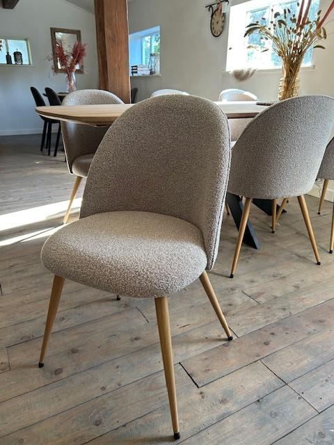 Nieuwe eetkamerstoel zand boucle, Huis en Inrichting, Stoelen, Ophalen, Overige kleuren, Nieuw, Stof