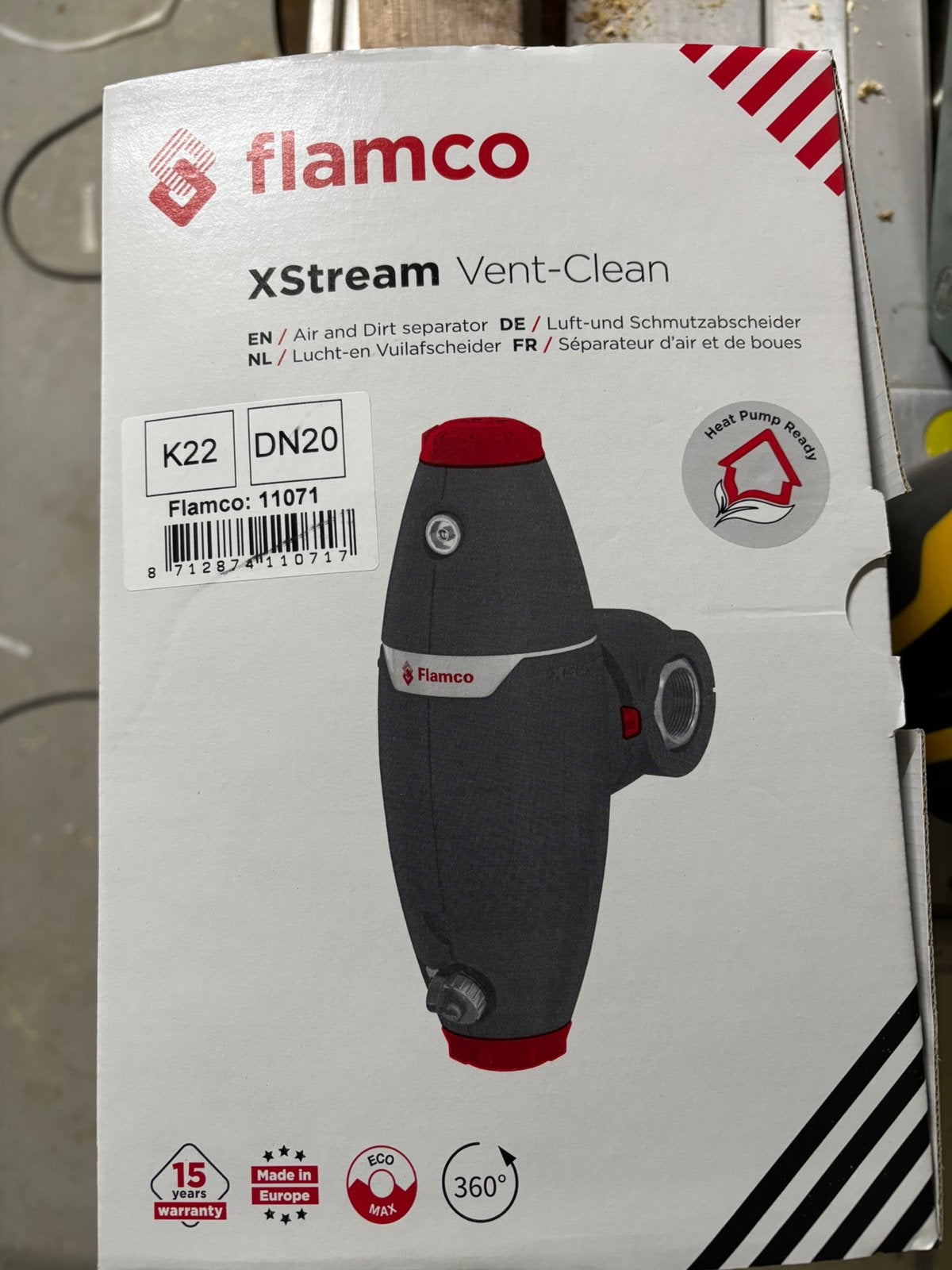 Flamco Xstream Vent-Clean Lucht & Vuilafscheider 22MM, Minder dan 30 cm, Overige typen, Nieuw, Minder dan 60 cm