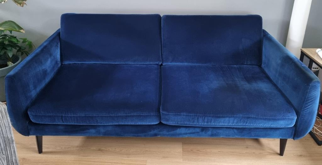 Mooie blauwe 2 zitsbank, Ophalen, Gebruikt, 150 tot 200 cm, Tweepersoons