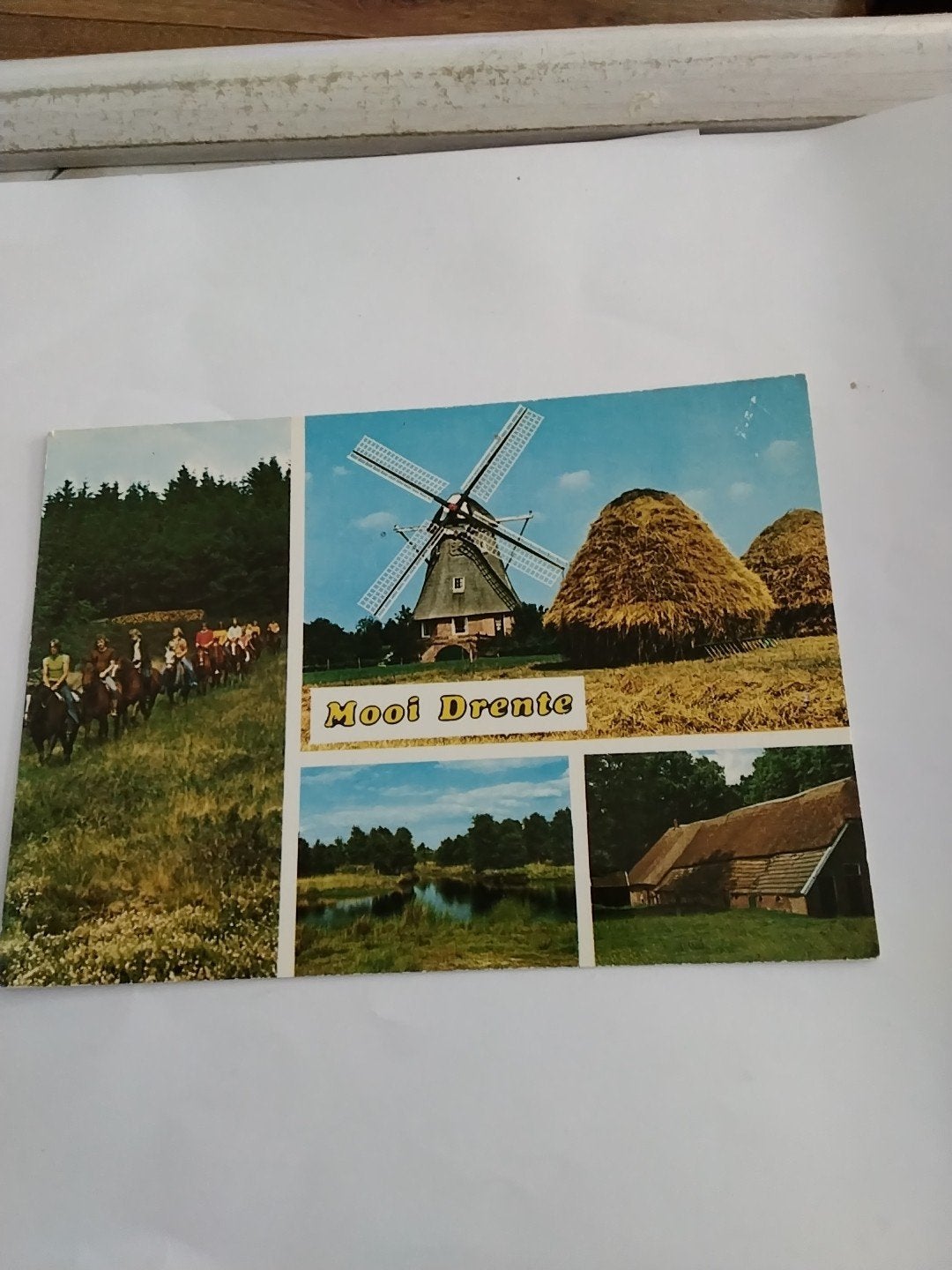 Vintage Ansichtkaart 'Mooi Drente' - Molen en Landschap, Ophalen of Verzenden, 1960 tot 1980, Ongelopen, Drenthe