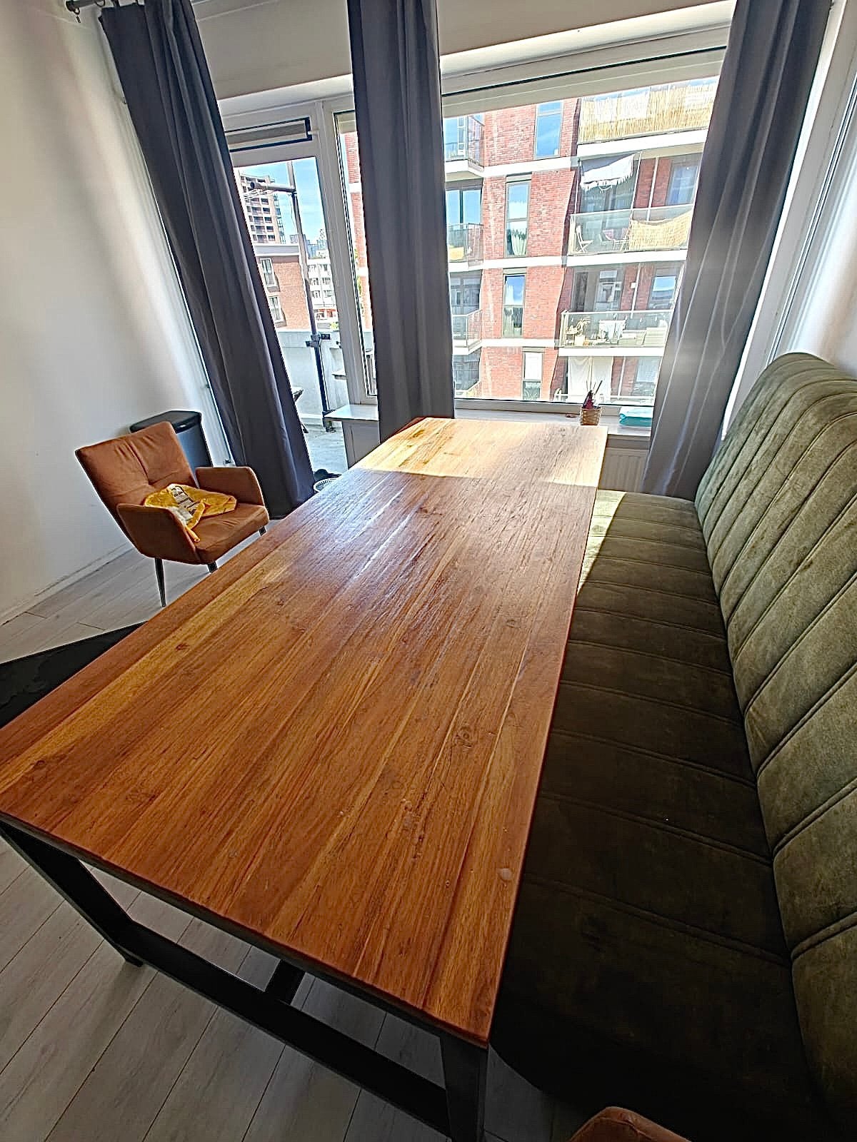 Eettafel teak hout (220 lengte), Huis en Inrichting, Tafels | Eettafels, Ophalen, 100 tot 150 cm, 200 cm of meer, Zo goed als nieuw
