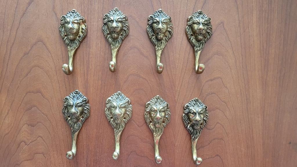 leeuwenkop antieke (kapstok-)haken van messing, Ophalen, Koper