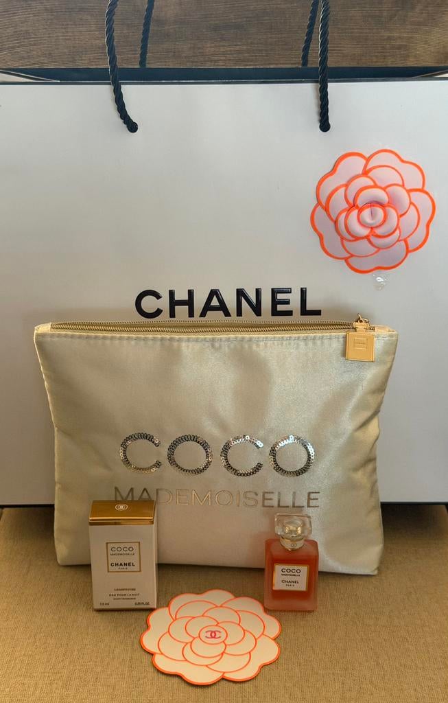 Miniatuur Chanel L’eau privé pour la nuit edp & make up tas, Ophalen of Verzenden, Nieuw, Miniatuur, Gevuld