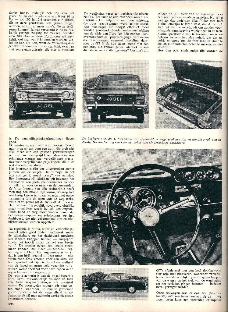 Autovisie test Ford Cortina 1600 GT 1968, Ophalen of Verzenden, Gelezen, Ford