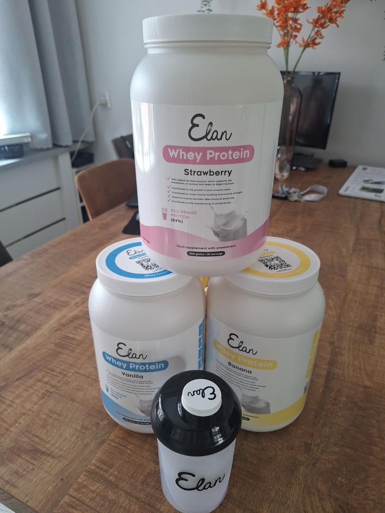 Elan Whey poeder 3 smaken., Ophalen of Verzenden, Nieuw