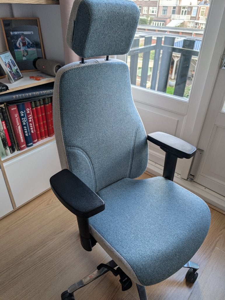 Therapod X2 HR – ergonomische bureaustoel – z.g.a.n., Huis en Inrichting, Ophalen, Blauw, Zo goed als nieuw, Bureaustoel