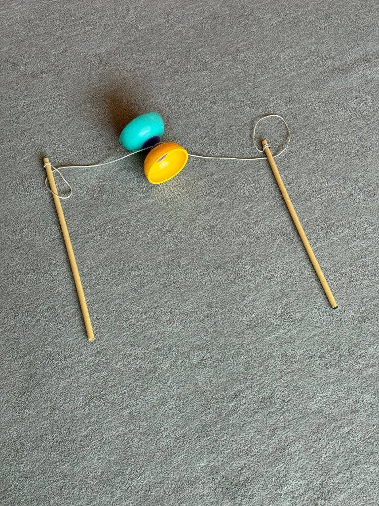 diabolo met stokken, Kinderen en Baby's, Ophalen of Verzenden, Gebruikt