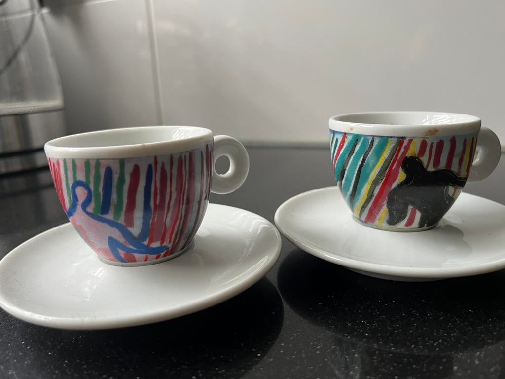 2 x espresso kop en schotel, Ophalen, Overige materialen, Zo goed als nieuw, Overige stijlen