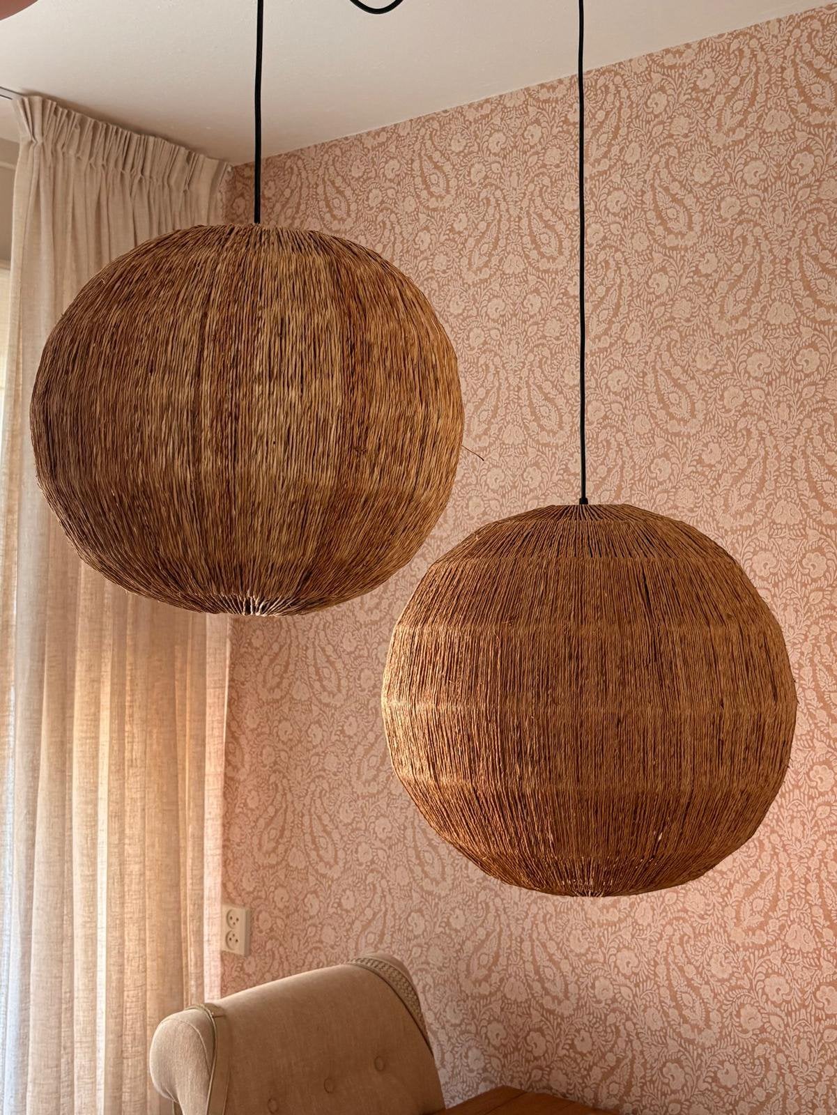 2 rotan hanglampen landelijke/Boho stijl., Ophalen, Overige materialen, Nieuw, E27 (groot)