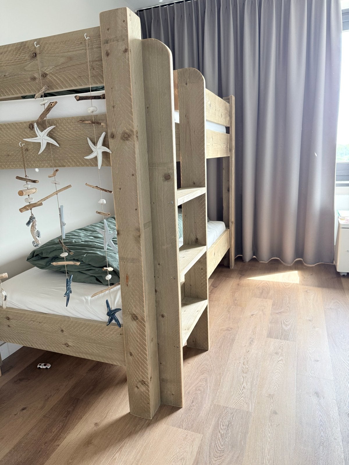 Steiger houten stapelbed - Zo goed als nieuw, Ophalen, 160 tot 180 cm, Tweepersoons, Zo goed als nieuw