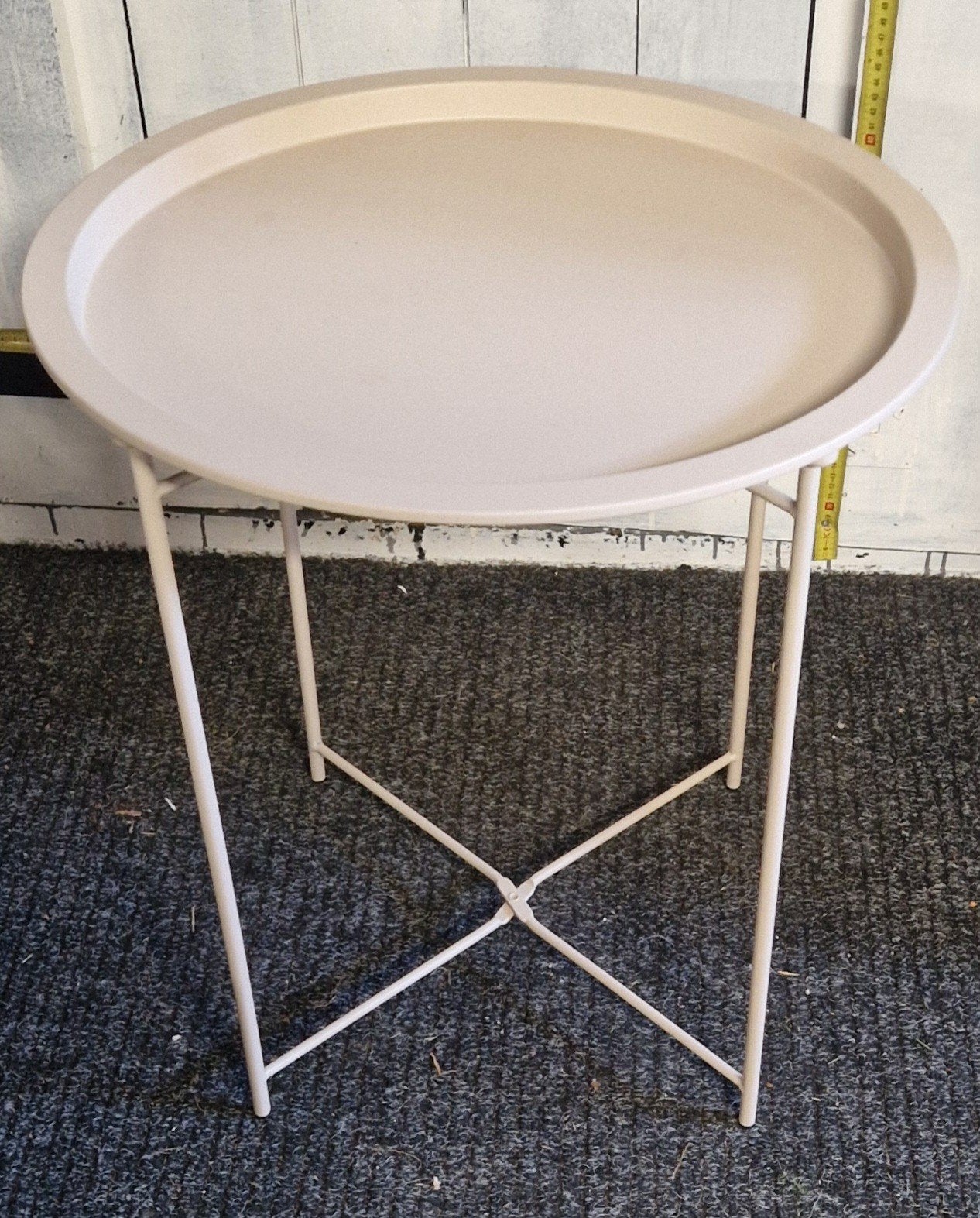Ronde bijzettafel - 52cm hoog, 47cm doorsnee, Gebruikt, Metaal of Aluminium, Rond, Ophalen