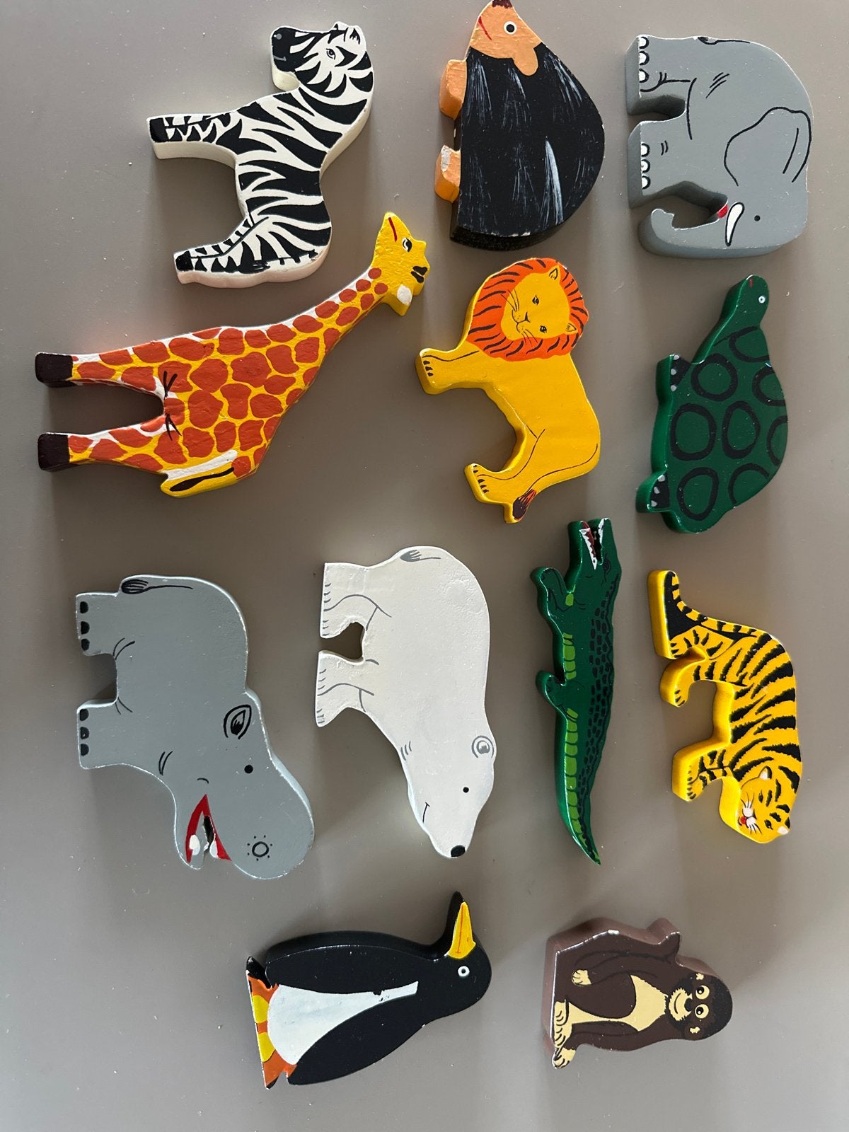 Houten gelakte dierenfiguren - Speelgoed of decoratie, Ophalen of Verzenden, Gebruikt, Overige typen