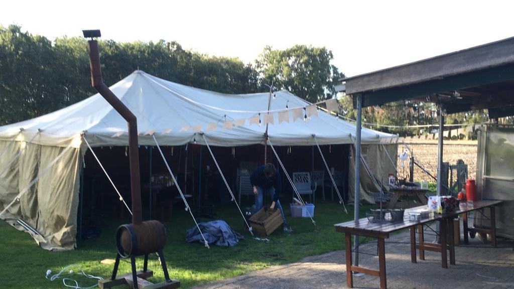 Sfeervolle 5x10m canvas tent voor feesten en overnachtingen, Ophalen