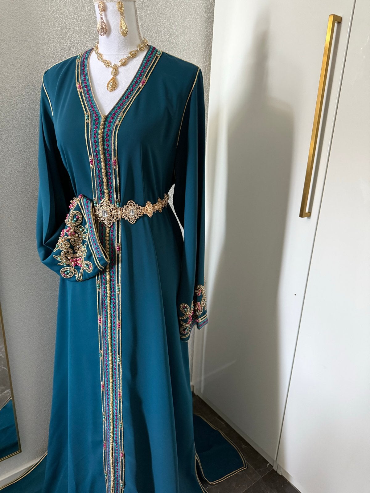 Prachtige Marokkaanse Kaftan - Galajurk, Kleding | Dames, Gelegenheidskleding, Galajurk, Zo goed als nieuw, Groen, Ophalen