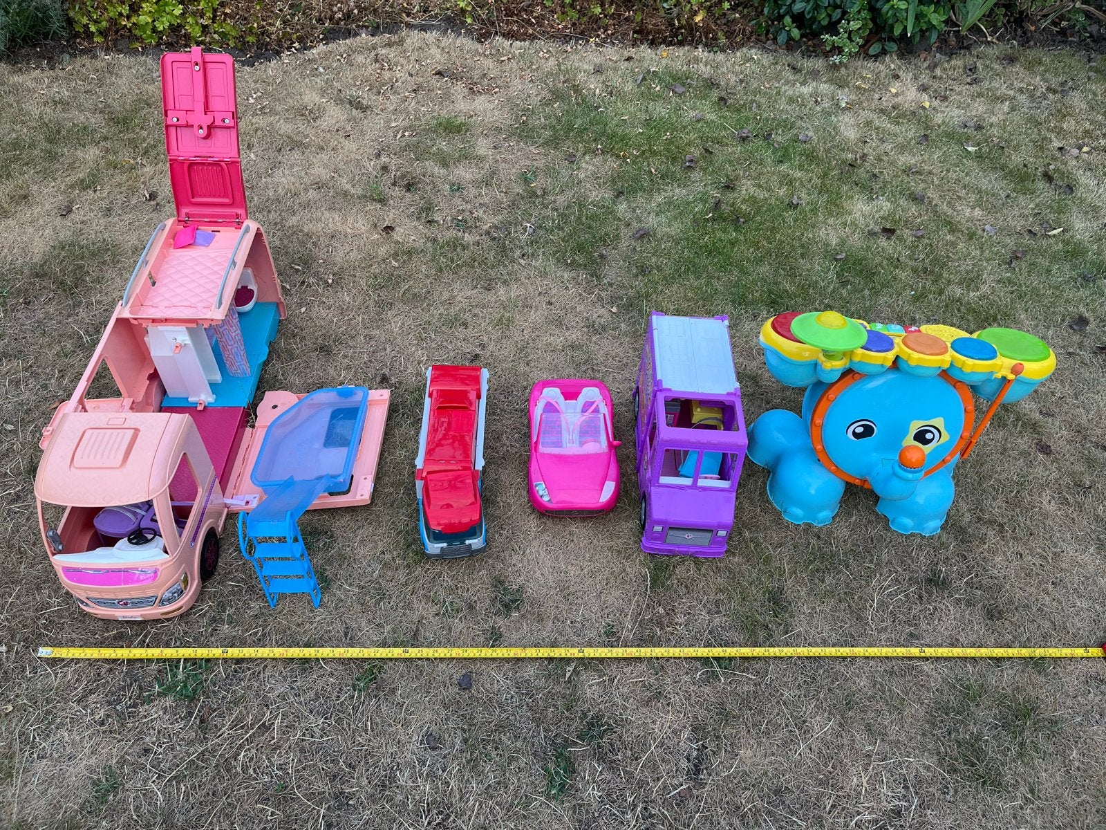 Barbie Camper, auto's en VTech drumstel speelgoedset, Ophalen, Gebruikt