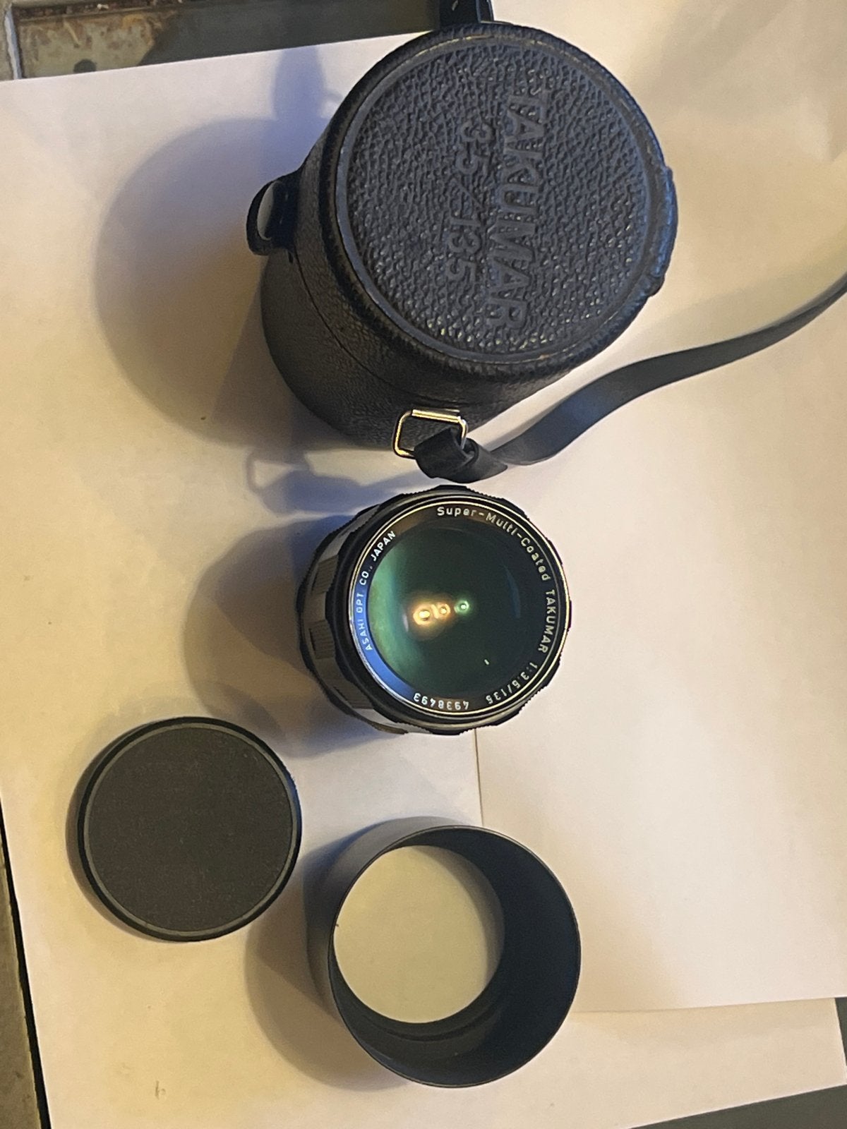 Super-Multi-Coated Takumar 1:3.5/135 M42 lens m accessoires, M42, Gebruikt, Handmatige focus, Telelens