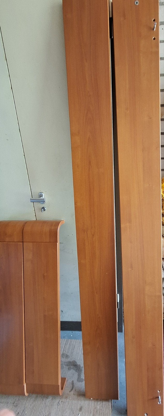 Bedombouw kersenhout 90x200 cm met Auping spiraal, Gebruikt, 90 cm, Eenpersoons, Bruin