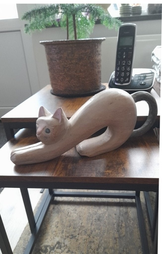 Massief houten kat, Ophalen of Verzenden, Zo goed als nieuw, Dier