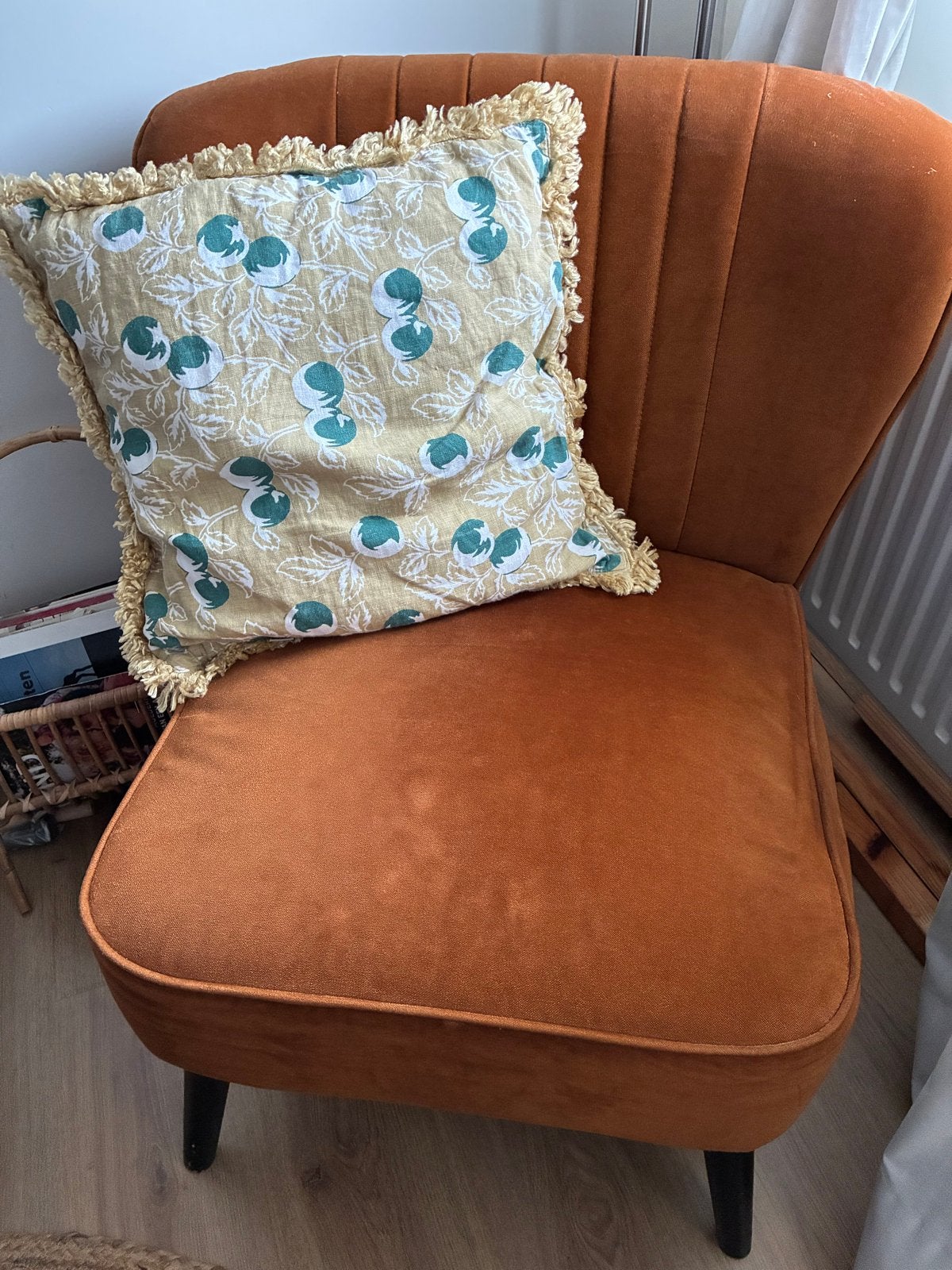 Karwei velvet congackleurig fauteuil, Ophalen, Gebruikt, Overige kleuren, Eén