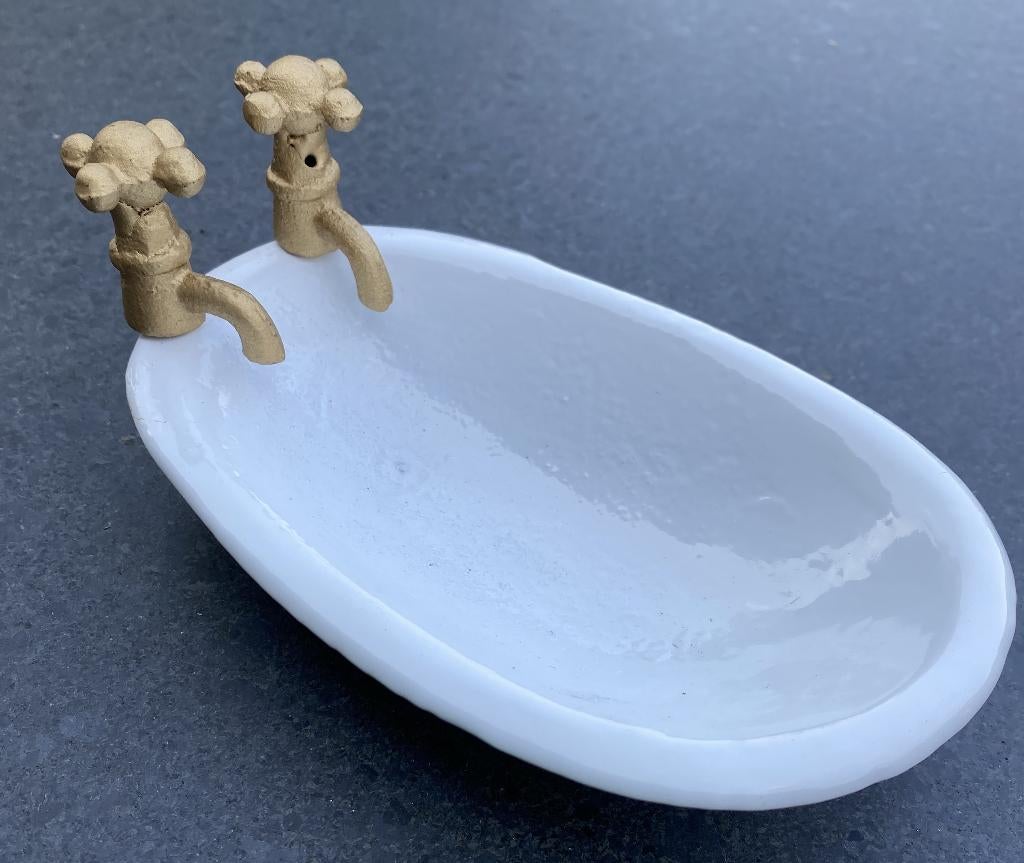 Zeepbakje bad met gouden kraantjes, gietijzer, zeep, Robanjer, Overige typen, Nieuw, Ophalen of Verzenden