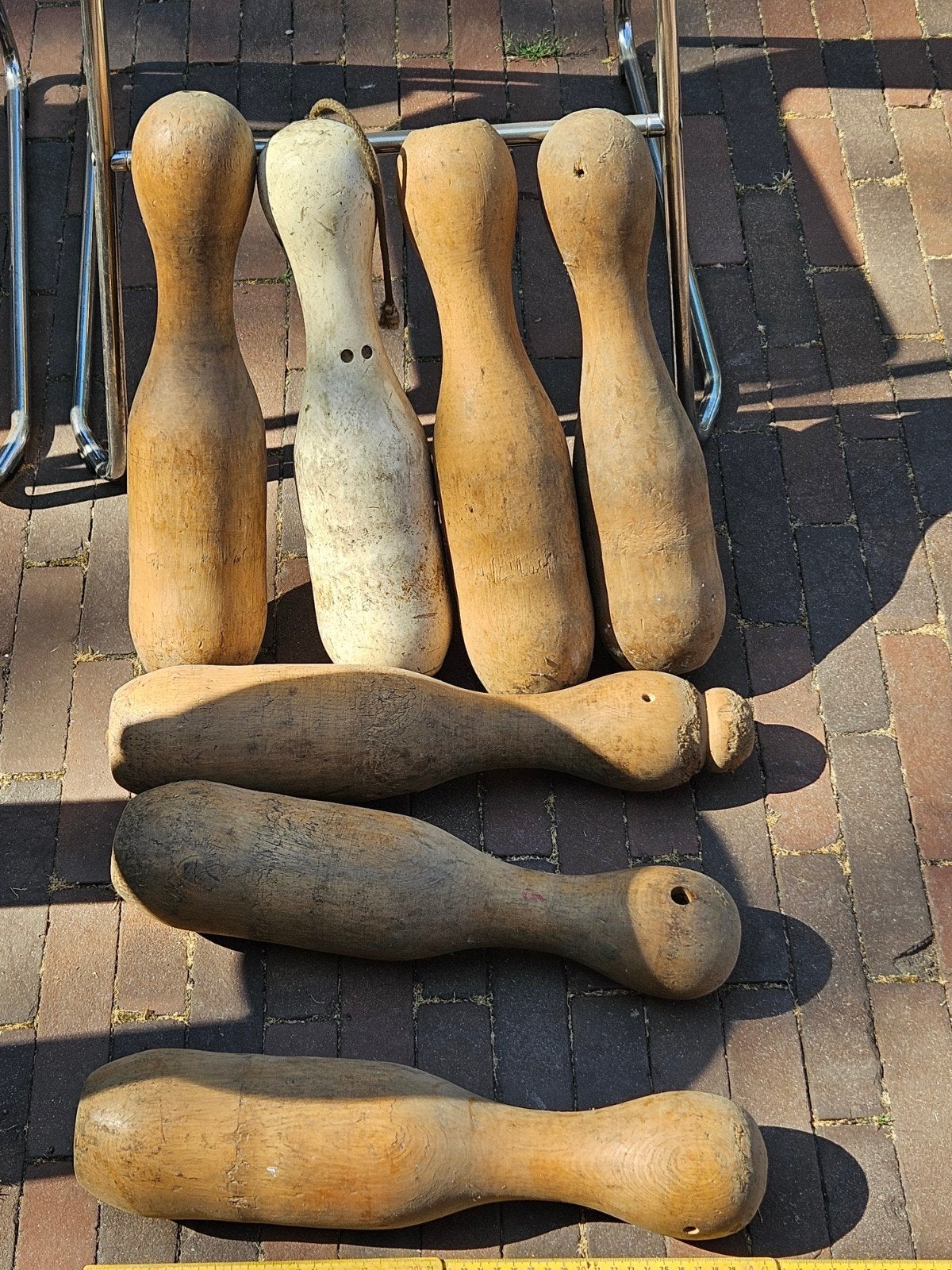Vintage houten kegels - Set van 7, Ophalen