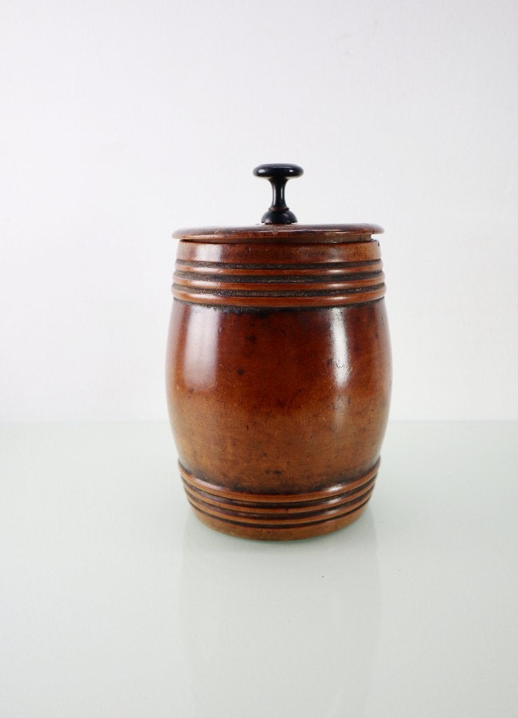 Antieke houten tabakspot, opbergpot, Ophalen of Verzenden