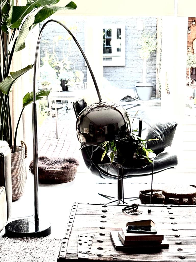 Vloer booglamp chrome, Huis en Inrichting, Lampen | Vloerlampen, Ophalen, Gebruikt, Metaal, 150 tot 200 cm