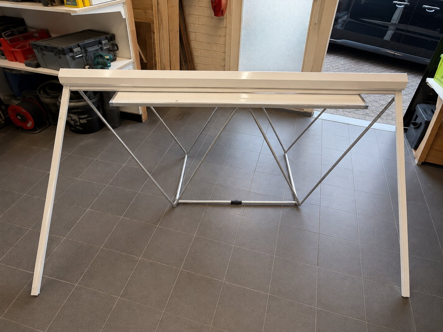 Screen electrisch zonwerend, Doe-het-zelf en Verbouw, Rolluiken, Ophalen of Verzenden, Zo goed als nieuw, Wit, 200 cm of meer